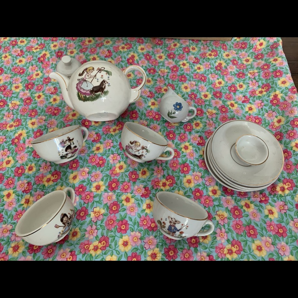Vintage kids BoPeep Porzellan Kinderservice teaset